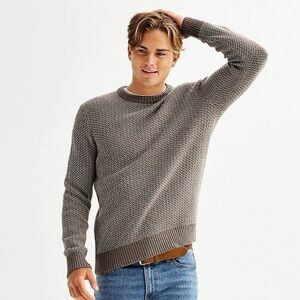 Sonoma Good For Life Mens Long Sleeve Crew  Pullover Sweater Size S, Tan